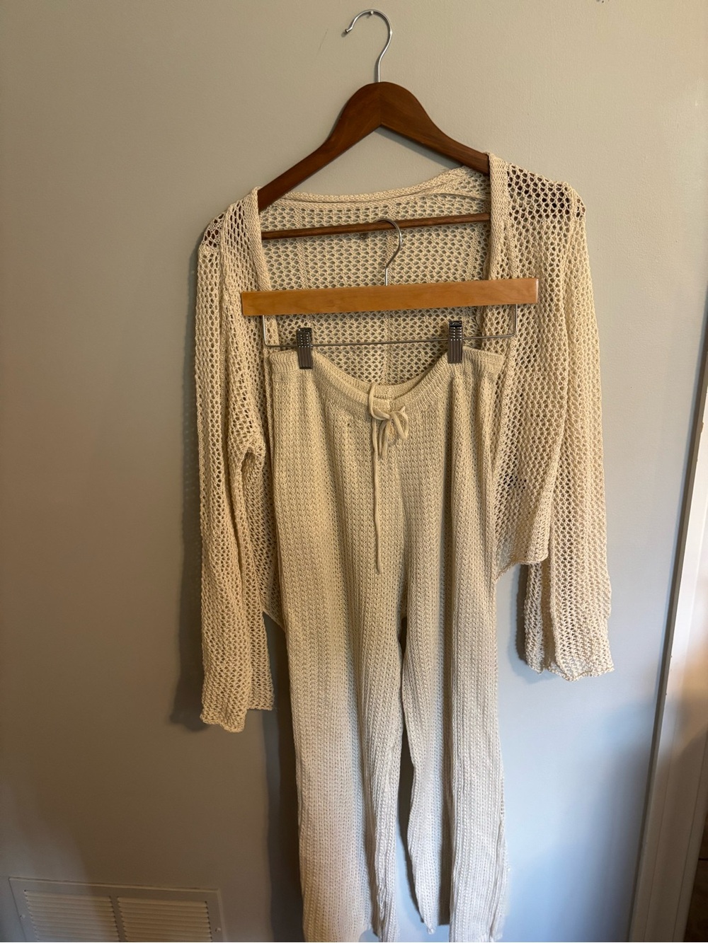 SHEIN Cream Knit Beach Cover-Up Set
